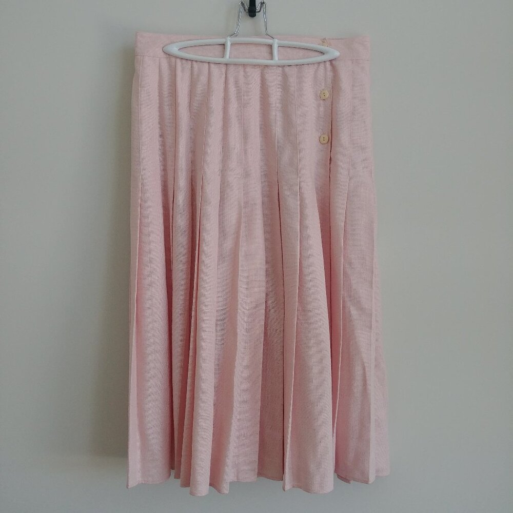 Vintage 14 fits M made in Van Canada heavyweight midi pleated petal pink…